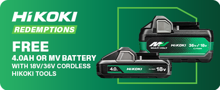 FREE 4.0Ah or MultiVolt Battery with 18V/36V Cordless HiKOKI Tools