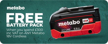 Metabo 18V Cordless Redemption: Earn a Free Battery Pack