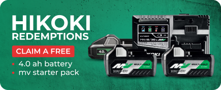 HIKOKI offers: Claim a FREE 4.0Ah Battery or a FREE MV Starter Pack