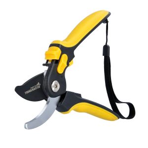 Secateurs Bypass Pruner, Two Blade Opening, Non-Stick Wrist Strap, SK5 Steel Blade, Teflon Coated Cutting Blade with Safety Lock, For Precision Cutting Comfortable Size 215mm TOUGH MASTER 