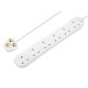 Masterplug MSTBSG210 13A 6-Gang Extension Lead 2m White 240V  