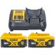 Dewalt DCB184 18V 5.0Ah Li-Ion Battery Twin Pack With DCB115 Charger 