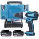 Makita DHP458 18V Cordless Compact Combi Drill With 2 x 6.0Ah Batteries, Charger, Case & Inlay